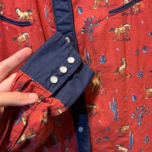 Tin Haul Red and Navy Button Down Shirt - Picture 4 of 5
